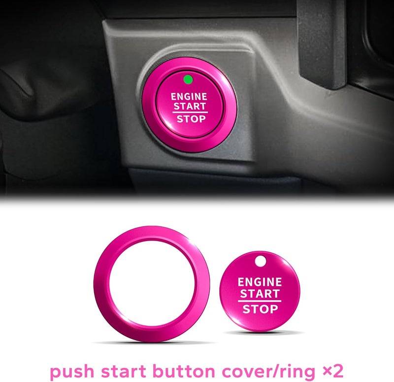 Polodunn for Ford F150 Accessories 2021-2025 2026 & Super Duty F250 F350 F450 2023-2026, 9pcs Aluminum Alloy Knob Cover Trim Set - Push Start, A/C, Volume, Headlight, Trailer & Drive Mode (Rose Red) - Image 4